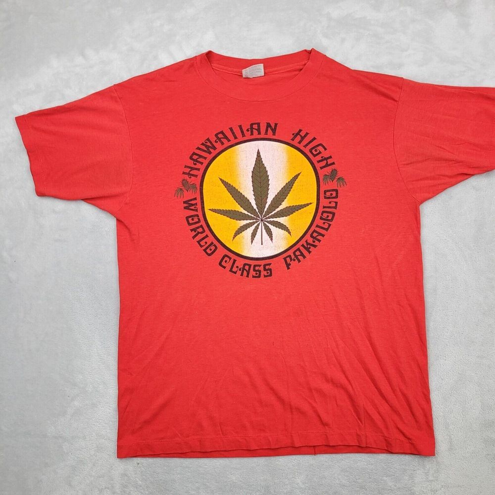 Pakalolo Shirt Mens XL Vintage Single Stitch Marijuana Weed Hawaiian High Class